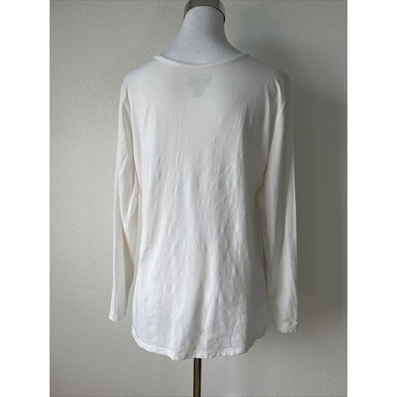Downeast Essential Womens Top XXL Long Sleeve White Beige Athleisure Stretch - Picture 4 of 11